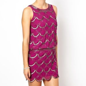 Frock & Frill Drop Waist Dress Scallop Sequin